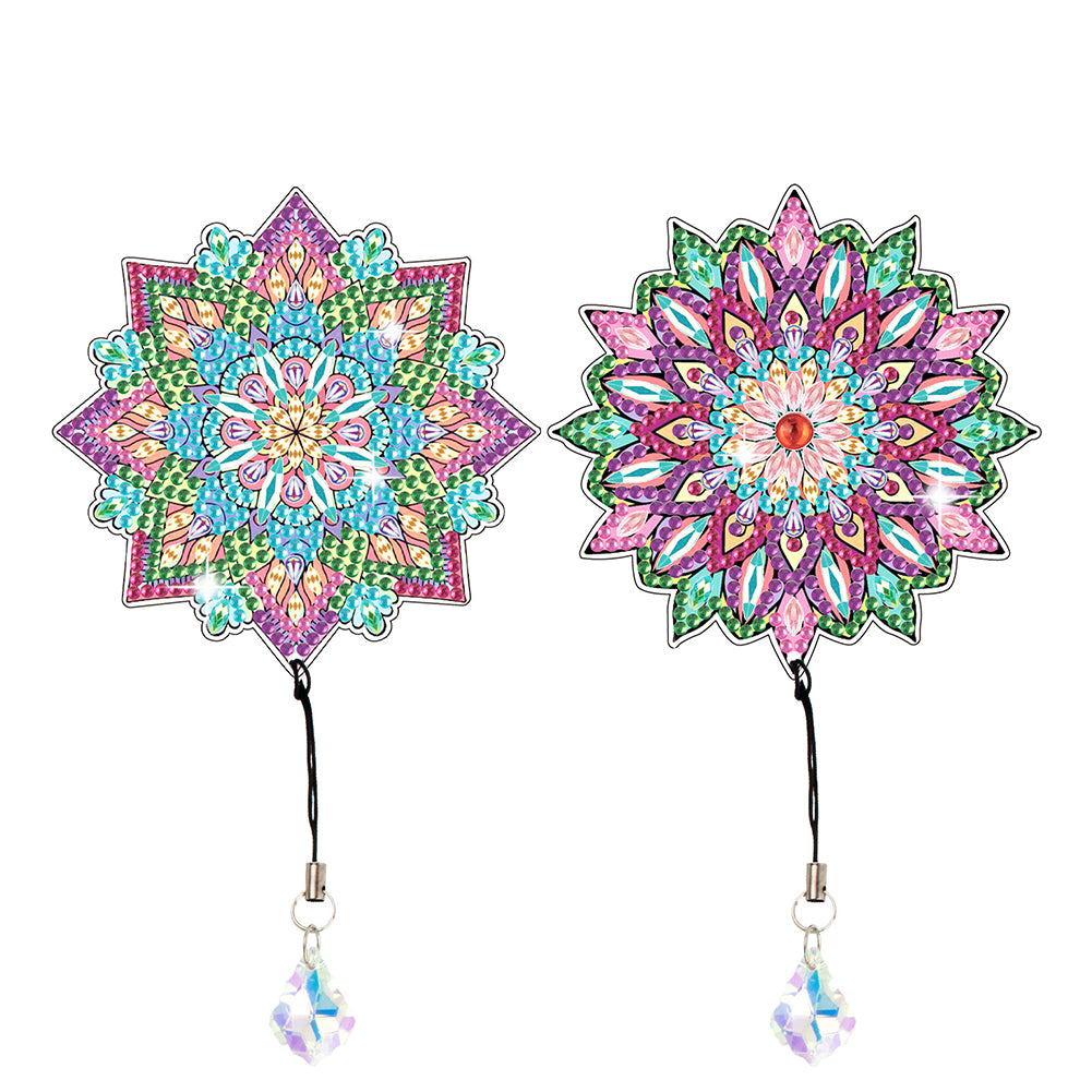 2Pcs Special Shape Colorful Mandala Diamond Painting Bookmark Art Projects