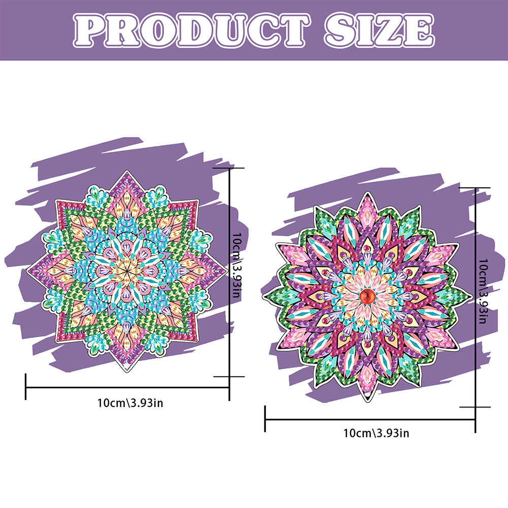 2Pcs Special Shape Colorful Mandala Diamond Painting Bookmark Art Projects