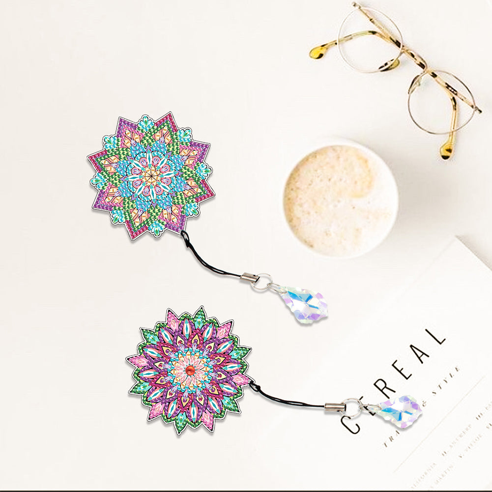 2Pcs Special Shape Colorful Mandala Diamond Painting Bookmark Art Projects