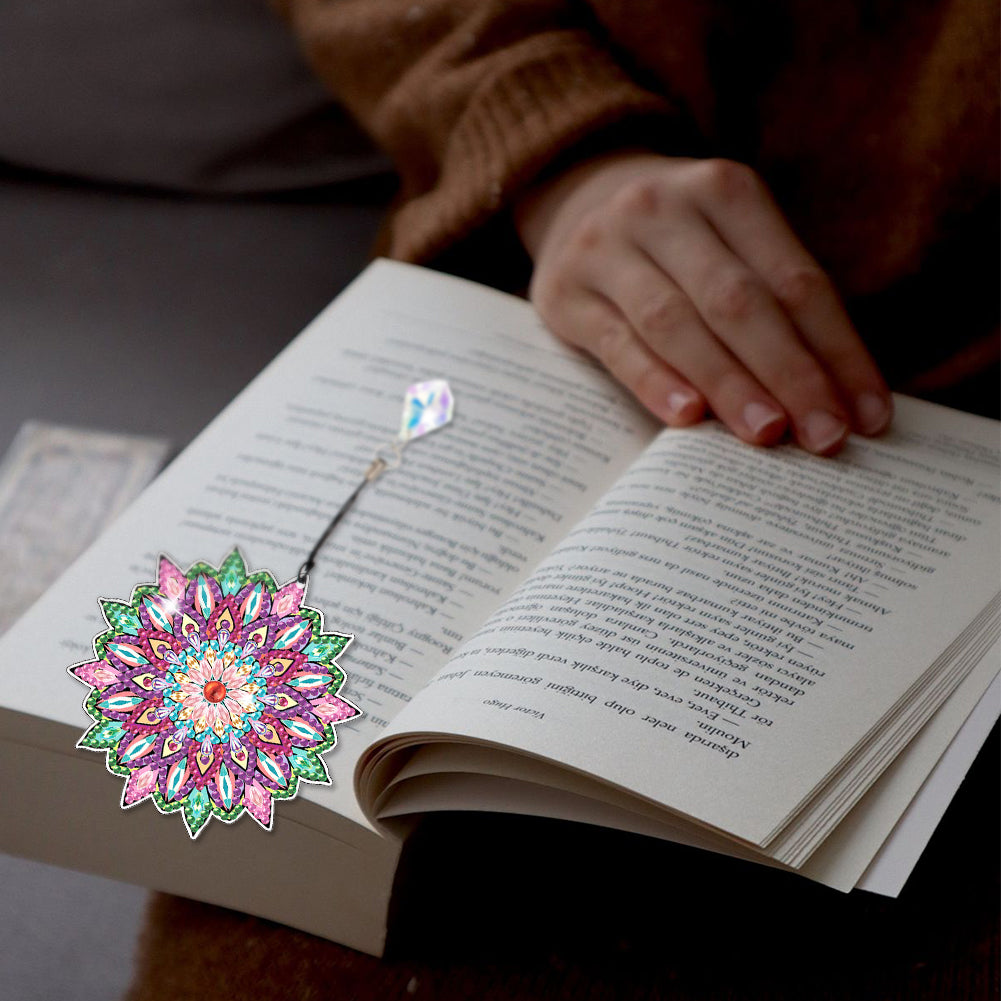 2Pcs Special Shape Colorful Mandala Diamond Painting Bookmark Art Projects