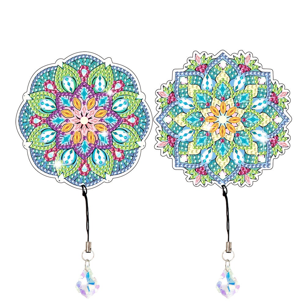 2Pcs Special Shape Colorful Mandala Diamond Painting Bookmark Art Projects