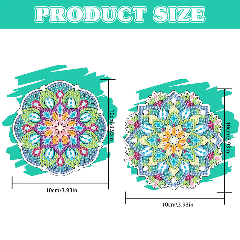 2Pcs Special Shape Colorful Mandala Diamond Painting Bookmark Art Projects