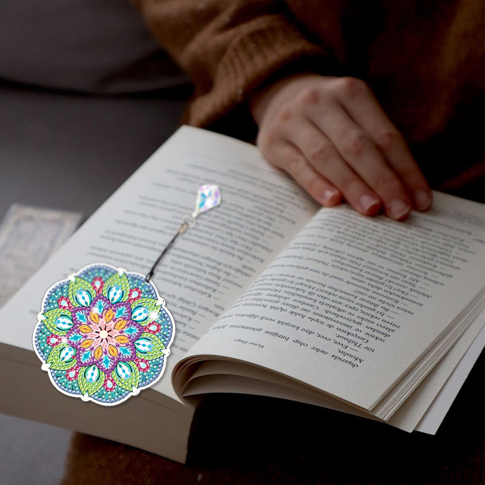 2Pcs Special Shape Colorful Mandala Diamond Painting Bookmark Art Projects