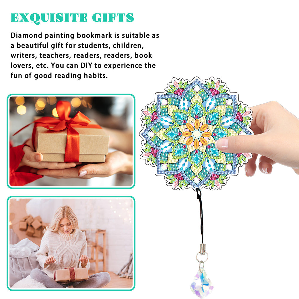 2Pcs Special Shape Colorful Mandala Diamond Painting Bookmark Art Projects