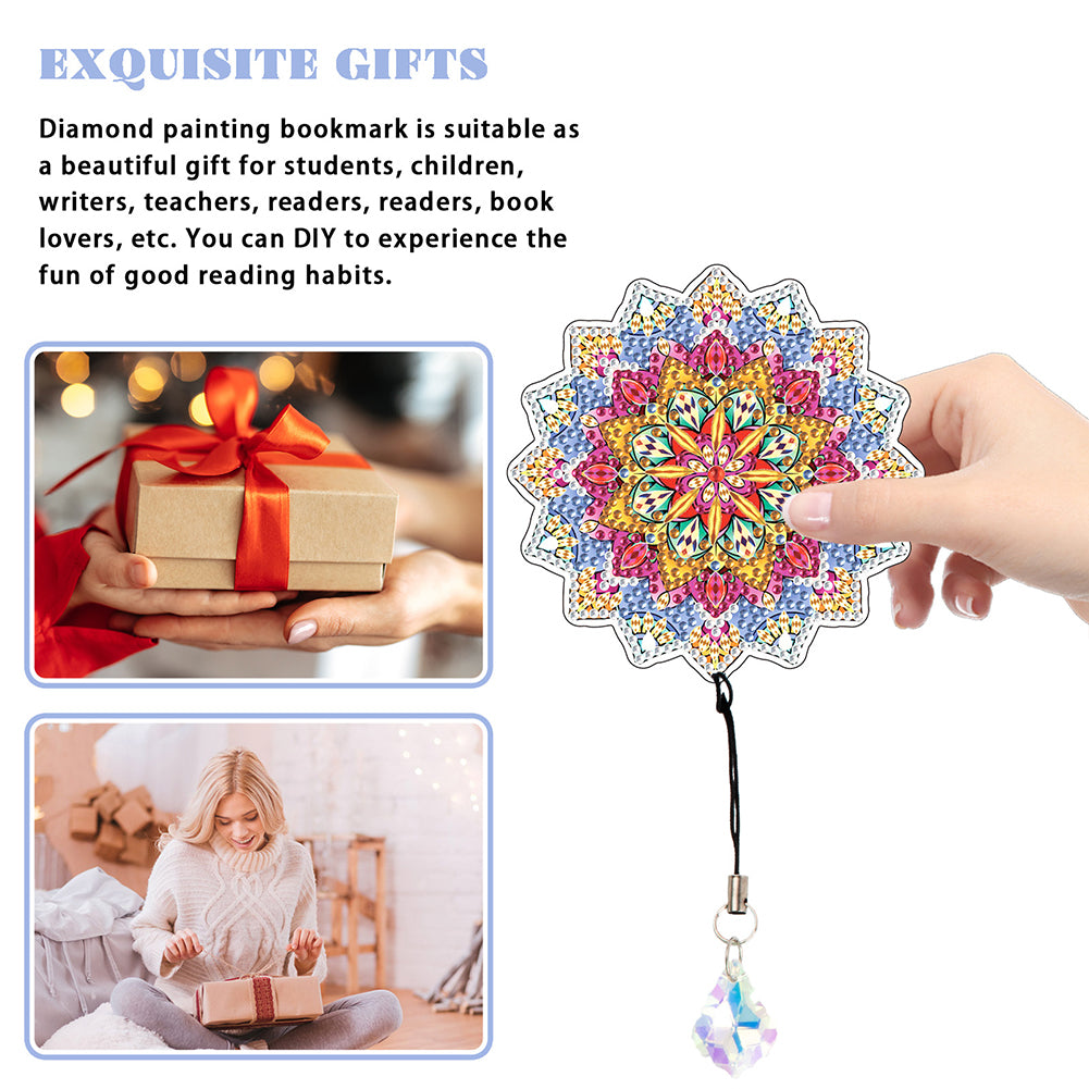 2Pcs Special Shape Colorful Mandala Diamond Painting Bookmark Art Projects
