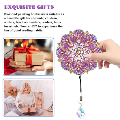2Pcs Special Shape Colorful Mandala Diamond Painting Bookmark Art Projects