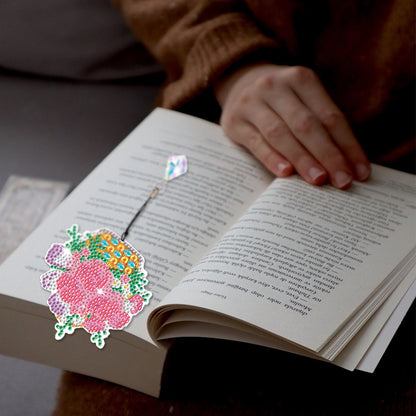 2Pcs Special Shape Bouquet 5D DIY Diamond Painting Bookmark for Reading Day Gift
