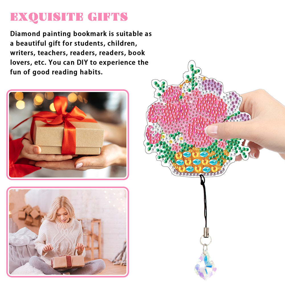 2Pcs Special Shape Bouquet 5D DIY Diamond Painting Bookmark for Reading Day Gift