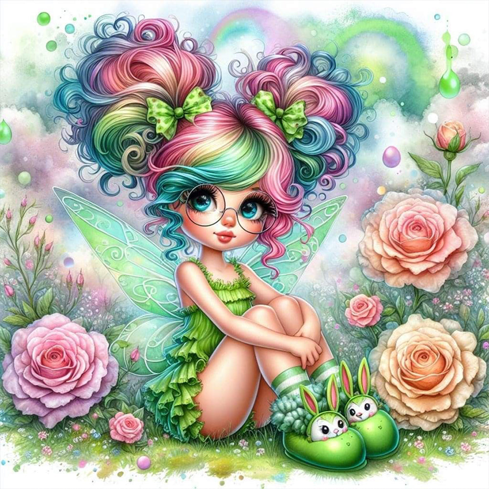 Green Elf Rose Girl - Full Round Drill Diamond Painting 30*30CM