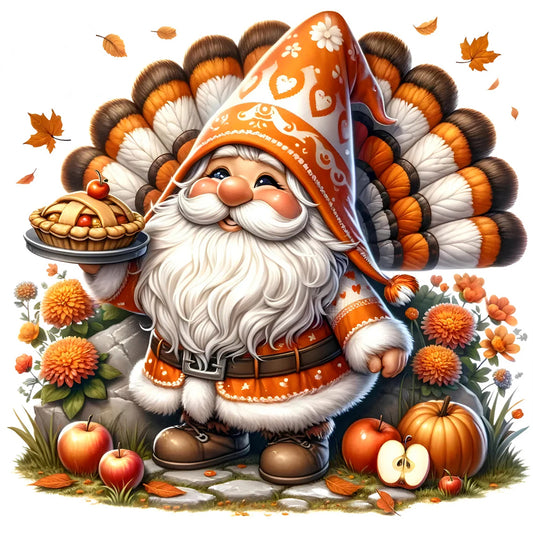 Fall Apple Pie Gnome - Full Round Drill Diamond Painting 40*40CM