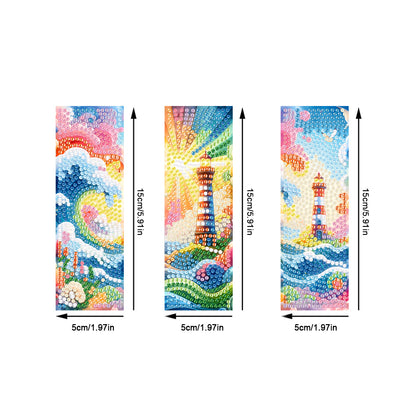 3Pcs Special Shape Lighthouse DIY Diamond Painting Bookmarks Kits for Bookworms