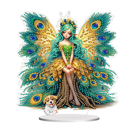 Acrylic Peacock Fairy Girl 5D DIY Diamond Art Tabletop Decorations Bedroom Decor