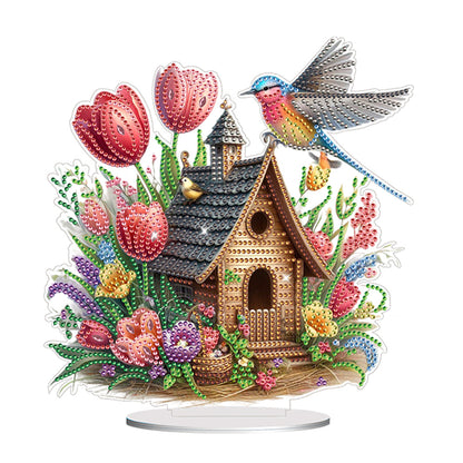Tulip Cottage Acrylic Special Shape DIY Diamond Painting Desktop Ornaments