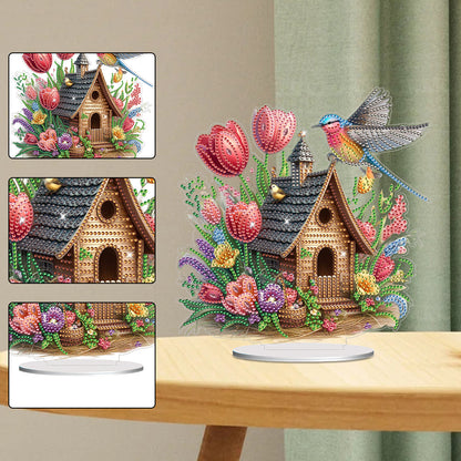 Tulip Cottage Acrylic Special Shape DIY Diamond Painting Desktop Ornaments