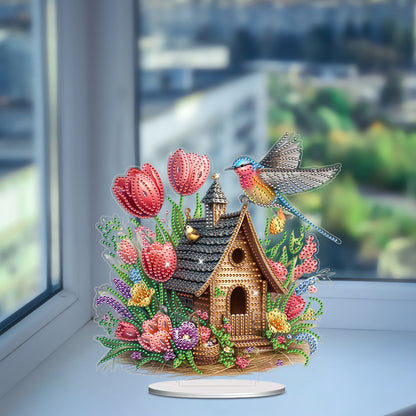 Tulip Cottage Acrylic Special Shape DIY Diamond Painting Desktop Ornaments