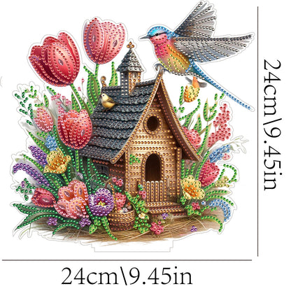 Tulip Cottage Acrylic Special Shape DIY Diamond Painting Desktop Ornaments