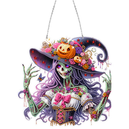 Acrylic Special Shaped Pumpkin Witch Hanging Diamond Art Kits Bedroom Decoration