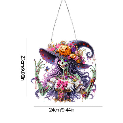 Acrylic Special Shaped Pumpkin Witch Hanging Diamond Art Kits Bedroom Decoration