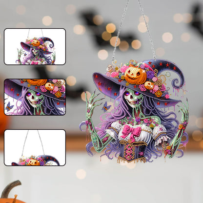 Acrylic Special Shaped Pumpkin Witch Hanging Diamond Art Kits Bedroom Decoration