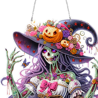 Acrylic Special Shaped Pumpkin Witch Hanging Diamond Art Kits Bedroom Decoration