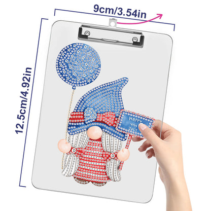 Acrylic Gnome 5D DIY Diamond Painting File Folder Clipboard Office Stationary