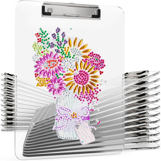Acrylic Vase 5D DIY Diamond Painting File Folder Clipboard Office Stationary