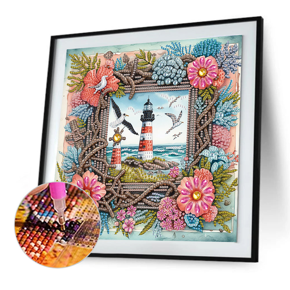 Frame Lighthouse - Special Shaped Drill Diamond Painting 30*30CM