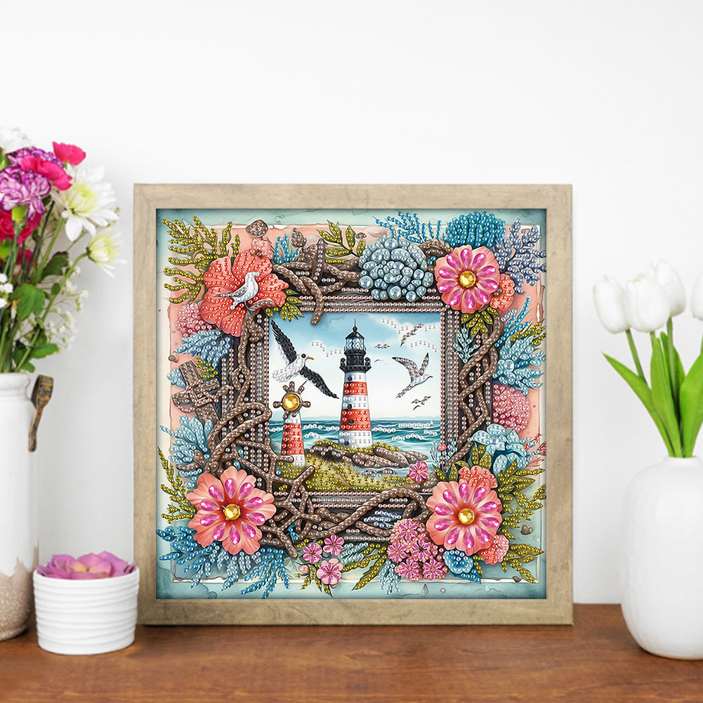 Frame Lighthouse - Special Shaped Drill Diamond Painting 30*30CM