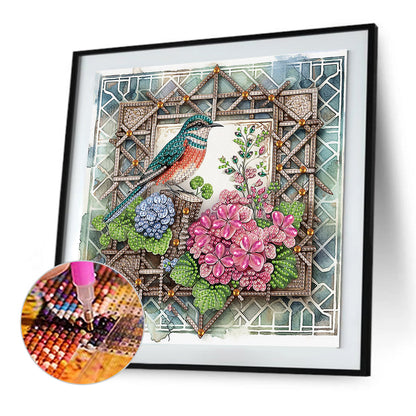 Framed Flowers And Birds - Special Shaped Drill Diamond Painting 30*30CM