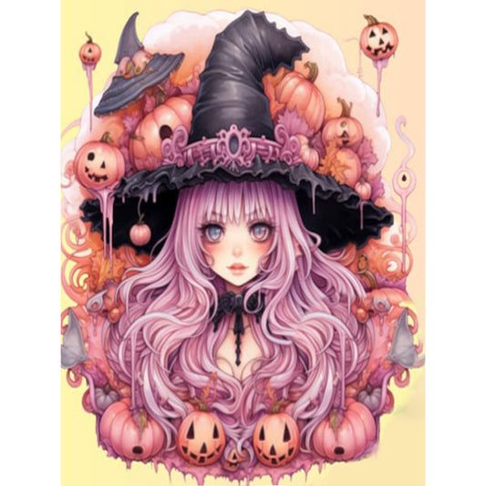 Pumpkin Witch - Full Round Drill Diamond Painting 30*40CM