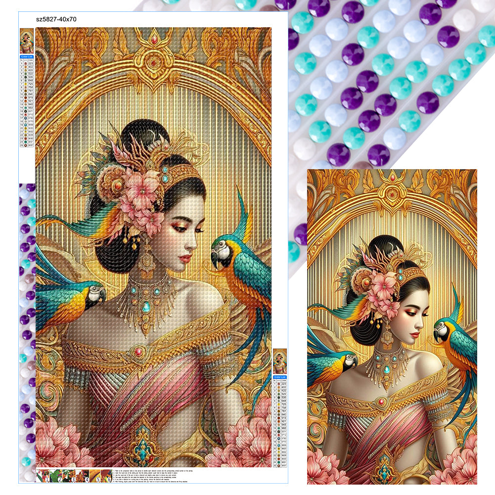 Parrot Goddess - Full Round Drill Diamond Painting 40*70CM