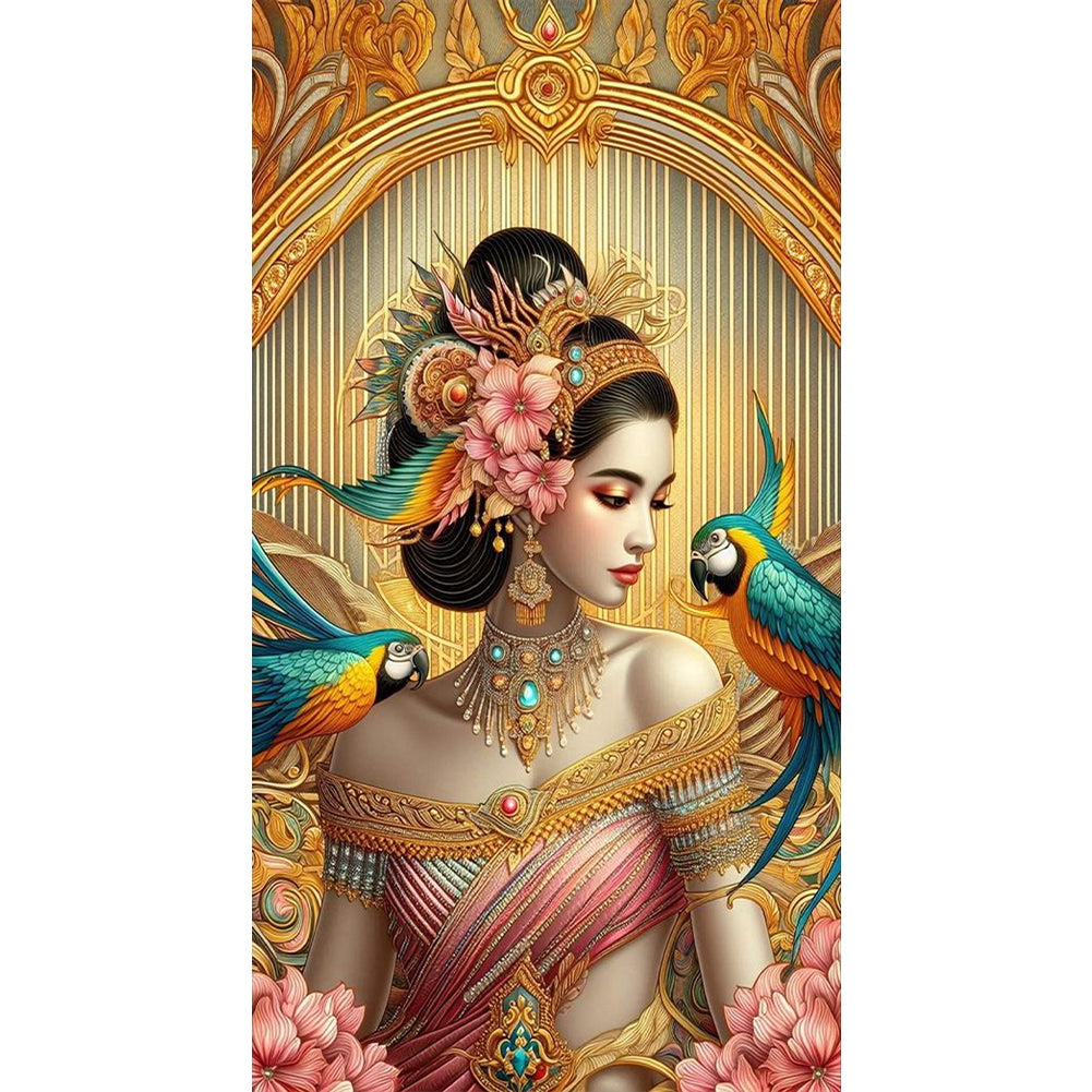 Parrot Goddess - Full Round Drill Diamond Painting 40*70CM