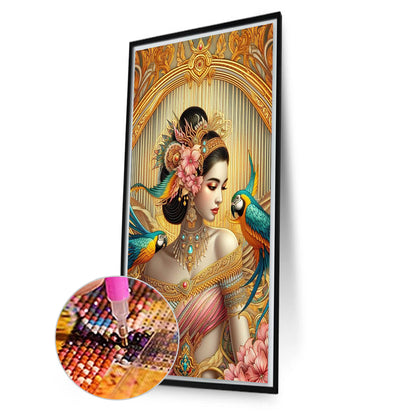 Parrot Goddess - Full Round Drill Diamond Painting 40*70CM