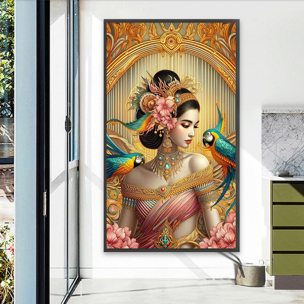 Parrot Goddess - Full Round Drill Diamond Painting 40*70CM