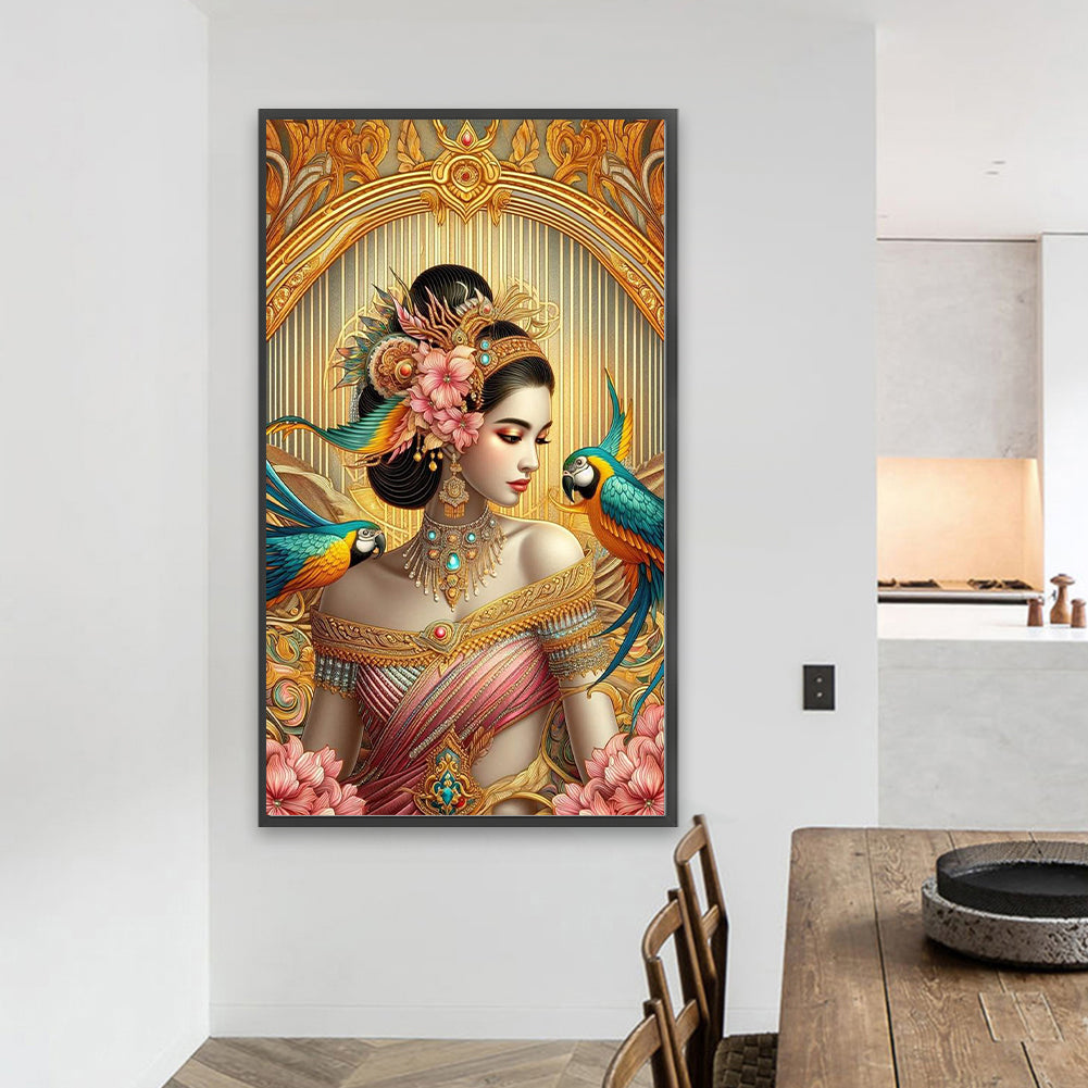 Parrot Goddess - Full Round Drill Diamond Painting 40*70CM