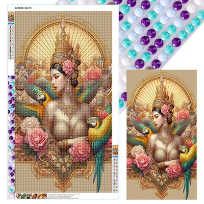 Parrot Goddess - Full Round Drill Diamond Painting 40*70CM