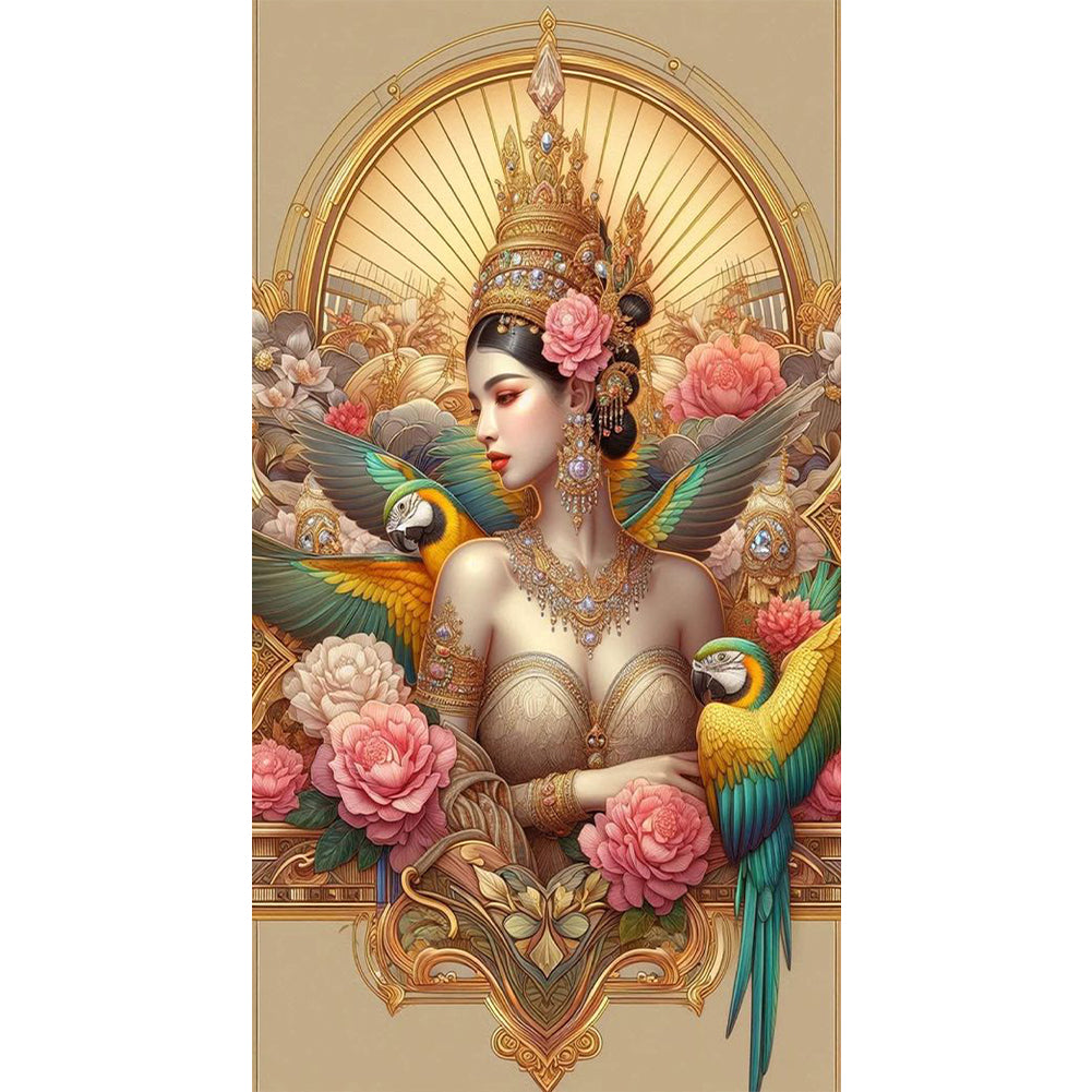 Parrot Goddess - Full Round Drill Diamond Painting 40*70CM