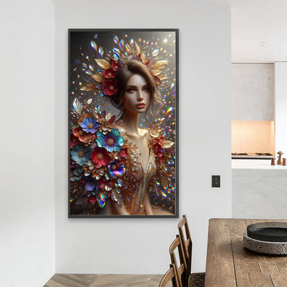 Flower Girl - Full Round Drill Diamond Painting 40*70CM