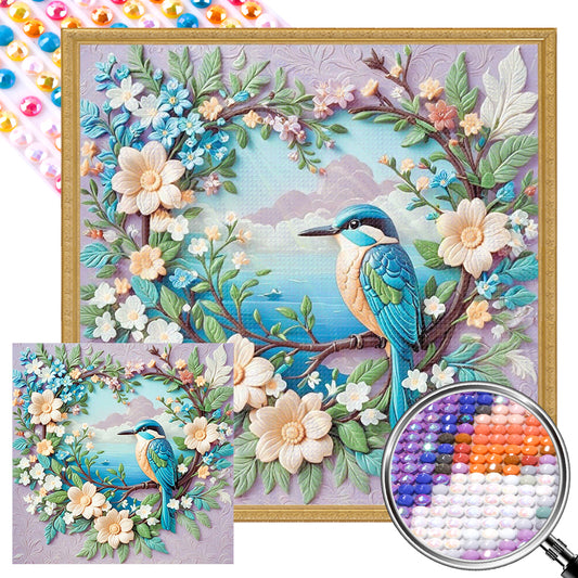 Love Wreath Blue Tit - Full AB Round Drill Diamond Painting 40*40CM