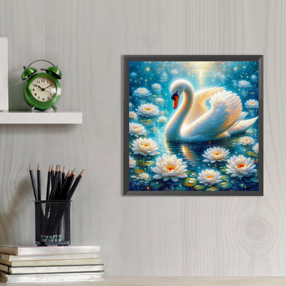 Lotus White Swan - Full AB Round Drill Diamond Painting 40*40CM