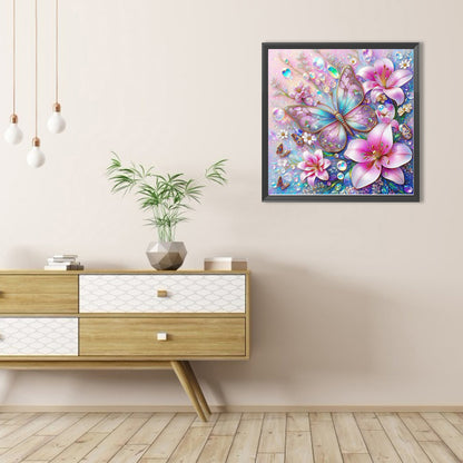 Lily Butterfly - Full AB Round Drill Diamond Painting 40*40CM