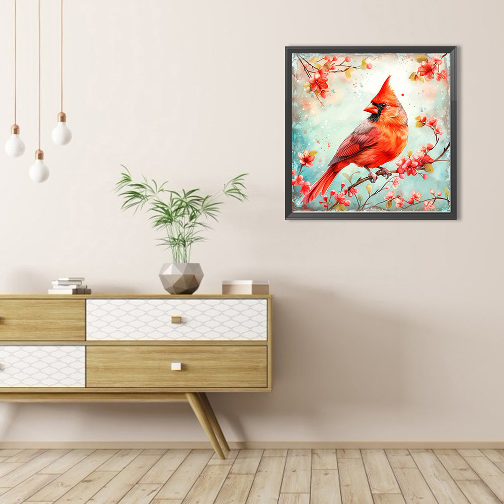 Red Linnet On Branch - Full AB Round Drill Diamond Painting 40*40CM