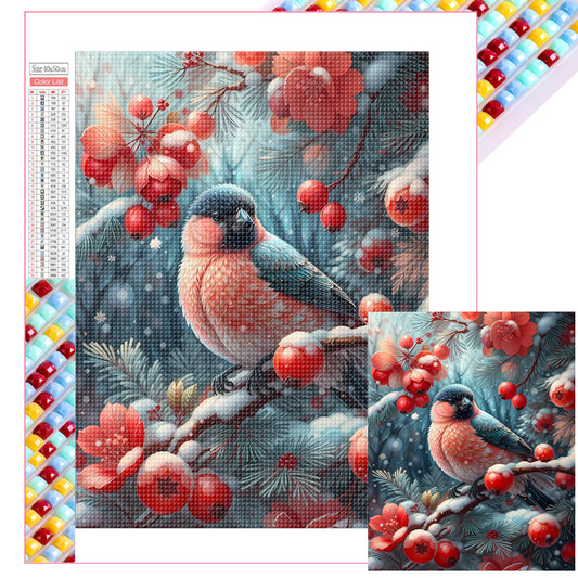 Winter Red Fruit Bird - Full Square Drill Diamond Painting 40*50CM