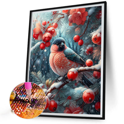 Winter Red Fruit Bird - Full Square Drill Diamond Painting 40*50CM