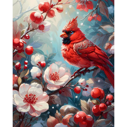 Winter Red Fruit Bird - Full Square Drill Diamond Painting 40*50CM