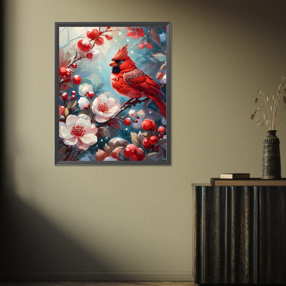 Winter Red Fruit Bird - Full Square Drill Diamond Painting 40*50CM
