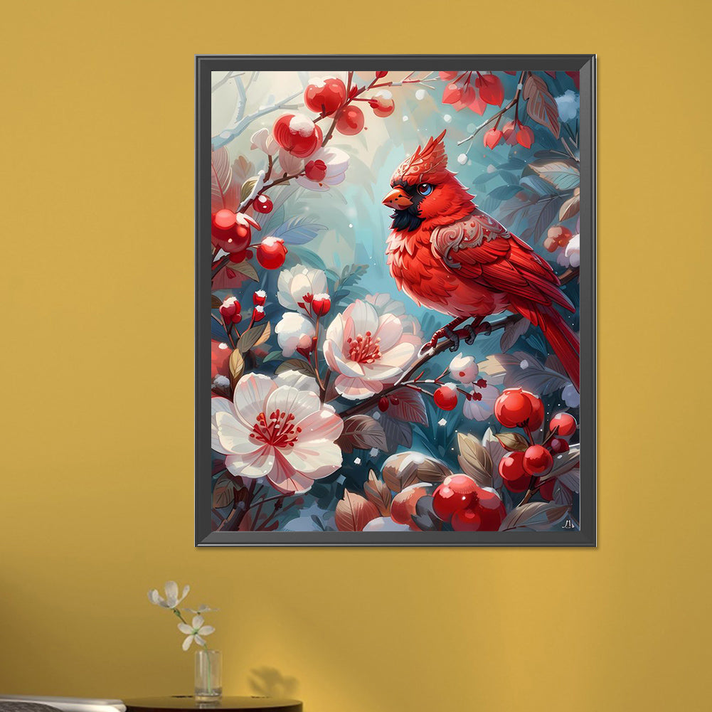 Winter Red Fruit Bird - Full Square Drill Diamond Painting 40*50CM