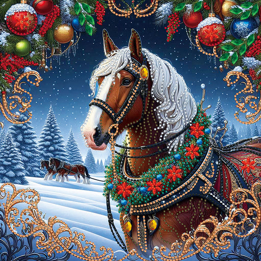 Christmas Horse - Special Shaped Drill Diamond Painting 40*40CM