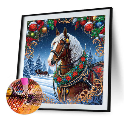 Christmas Horse - Special Shaped Drill Diamond Painting 40*40CM