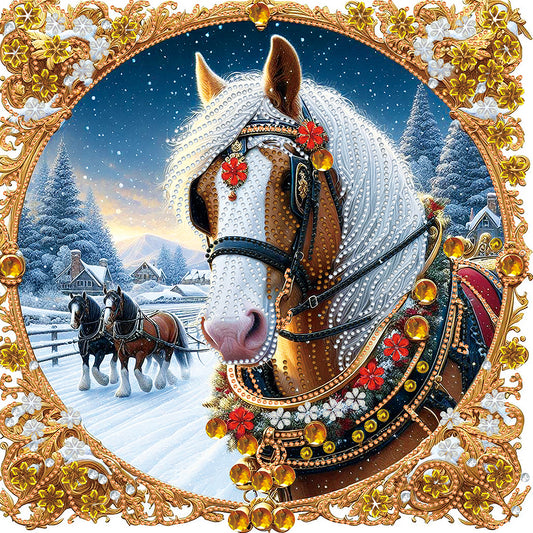 Christmas Horse - Special Shaped Drill Diamond Painting 40*40CM